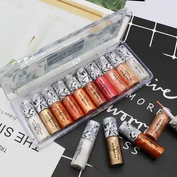 

10Pcs/Set Diamond Pearly Polarized Colorful Liquid Eyeshadow Highlighter Long Lasting Easy to Wear Make Up Cosmetics Kits