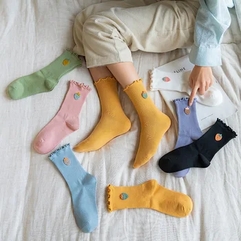 

2020 New Harajuku Kawaii Happy Socks Women Cartoons 3D Strawberry Funny Socks Creative High Quality Cute Sock
