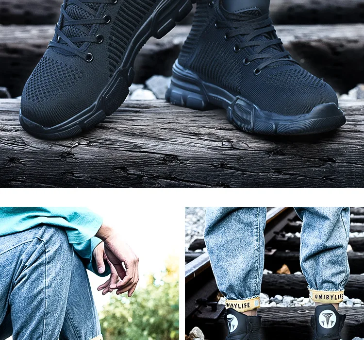 Mhysa/ Зимняя Мужская модная защитная обувь со стальным носком; Мужская дышащая рабочая обувь; Строительная защитная обувь; большие размеры 37-48