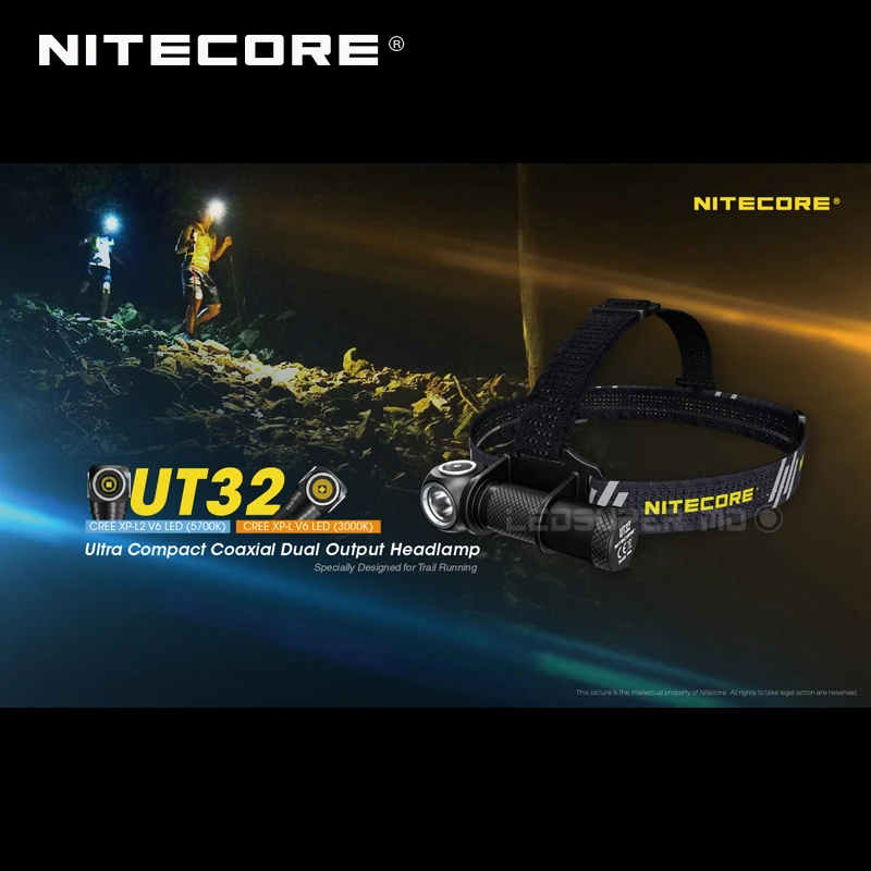 Коаксиальный двойной выход NITECORE UT32 Trail ходовая фара с CREE XP-L2 V6 5700K& 3000K светодиоды