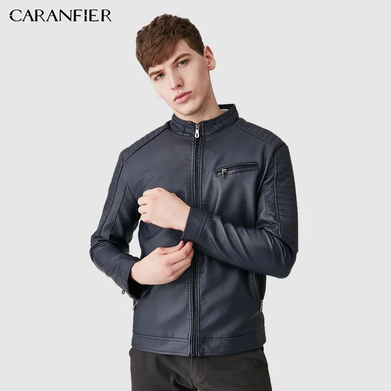 Skup CARANFIER męskie kurtki skórzane płaszcz zimowy mężczyźni Plus aksamitna odzież wierzchnia Biker motocykl mężczyzna klasyczna taktyczna wojskowa sztuczna skóra