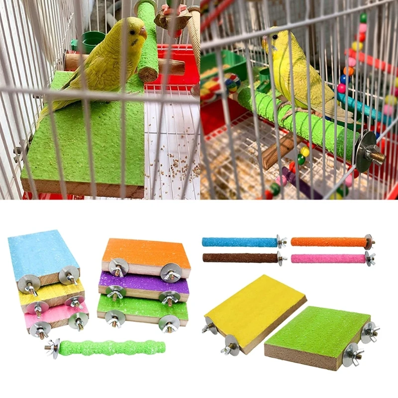 junshi11 Pet Bird Parrot Play Stand Perch Stick Platform Grinding Table Paw Cage Hanging Chew Toy Birdcage Accessorie 10cm