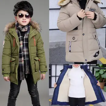 

Winter Boys Outwear Coats Jackets Child Kids Thick Coat Warm Jacket Hooded Mid-Long Outwear Windbreaker Jackets Clothing