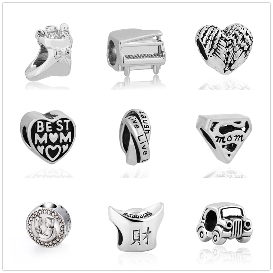 High Quality Piano Heart Shoes Car Gold Ingot Silver Bead Fit Original Bracelet For Women Charm DIY Jewelry Gift | Украшения и