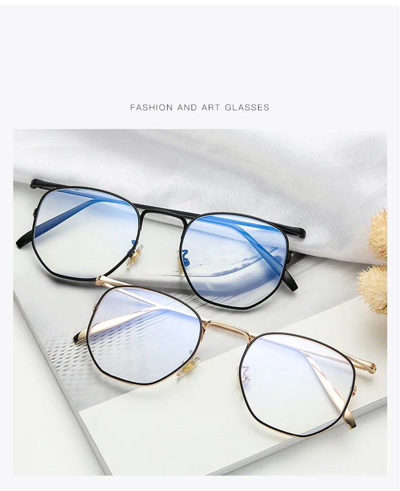 YOOSKE Ретро прозрачные очки оправа для мужчин и женщин анти синий светильник очки винтажные металлические поддельные очки студенческие очки при близорукости, оправа