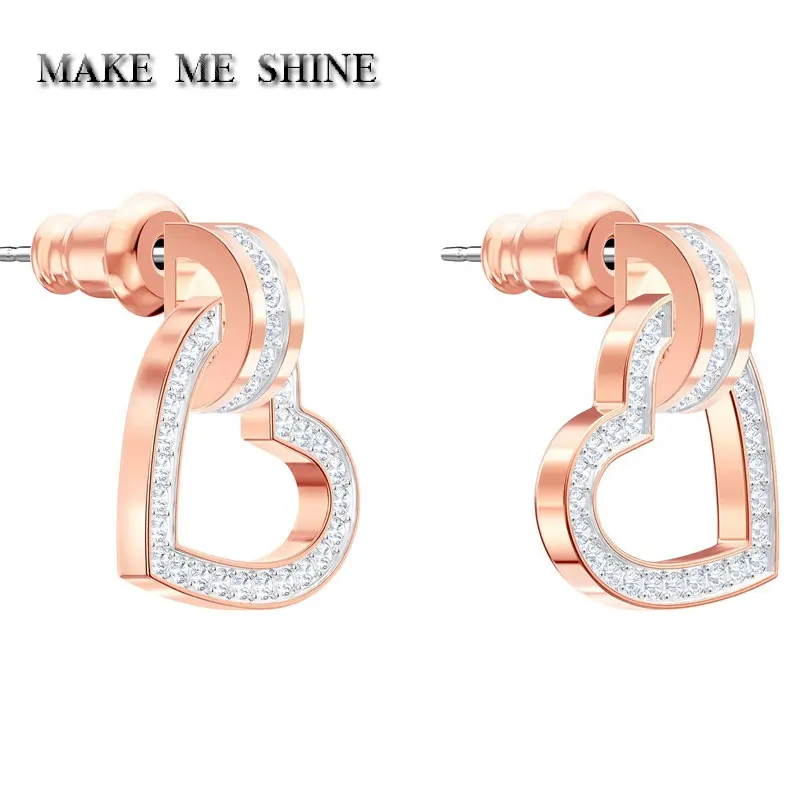 Высокое качество SWA Женская мода Узел Любовь Романтический Свежий кристалл любовь серьги подарок ювелирные изделия женские Вечерние