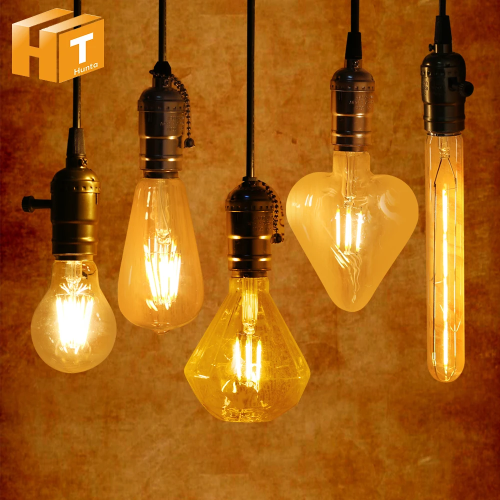 

Retro LED Bulb Lamp E27 220V A60 ST64 G80 G95 G125 T30 Heart Star Christmas Tree Decoration Vintage Edison Bulb Light