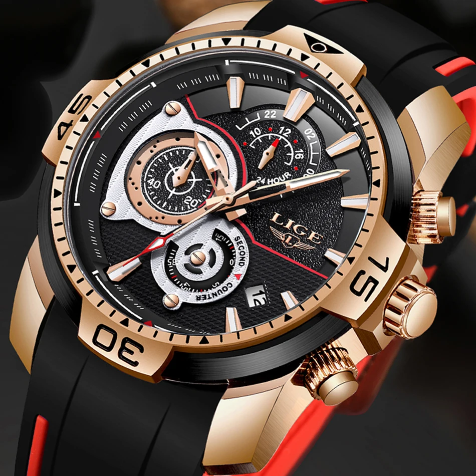

LIGE Watches Mens Fashion Sport Watch Top Brand Luxury Mens Business Quartz Watch Waterproof Clock Chronograph Relogio Masculino
