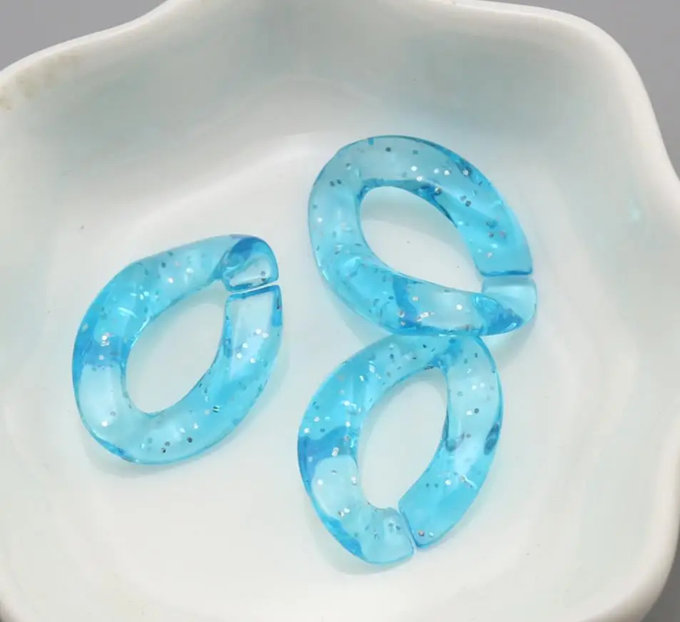 glitter Acrylic Chain transparent color Combination chain Links DIY Charm Accessories for Jewelry Making 17*23mm, wholesale