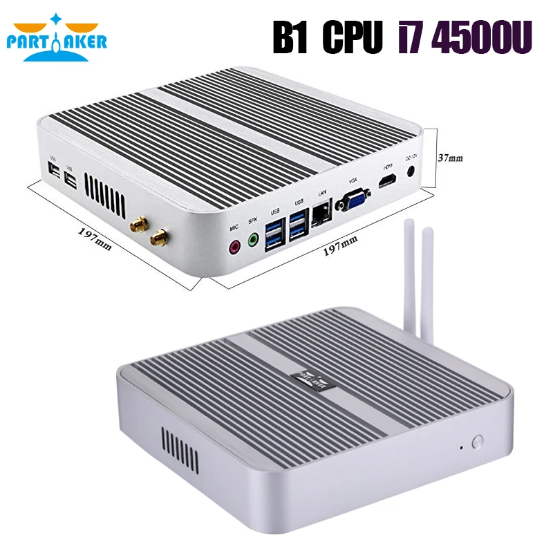 Мини компьютер без вентилятора Core i3 4005U/5005U/i5 4200U/i3 5200U/i3 6157U/i3 7167U мини с HD портом VGA 4 *