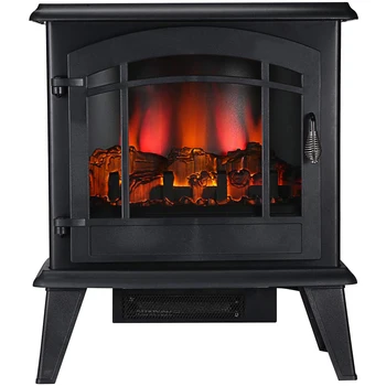 

Vertical Electric Fireplace Freestanding Stove Overheating Safety Protection Portable Indoor Space Heater Easy to Assemble US