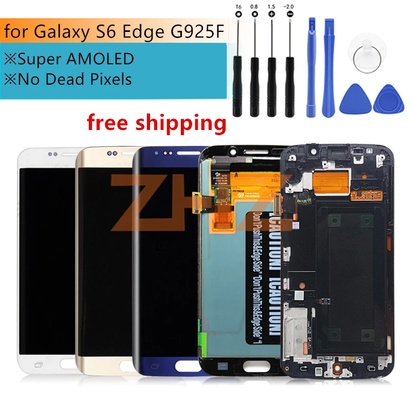 Скидка Для samsung Galaxy S6 Edge ЖК дисплей кодирующий преобразователь сенсорного экрана в сборе G925 G925F SM G925F с рамкой Замена Ремонт