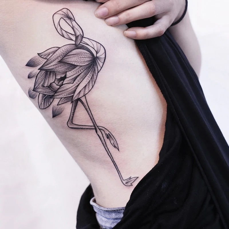 Black Flamingo Tattoo Flower Taty Rose Fake Tatoo Orchid Lotus Body Art Adesivi Tattati Temporanei Impermeabili Tatuajes Temporales