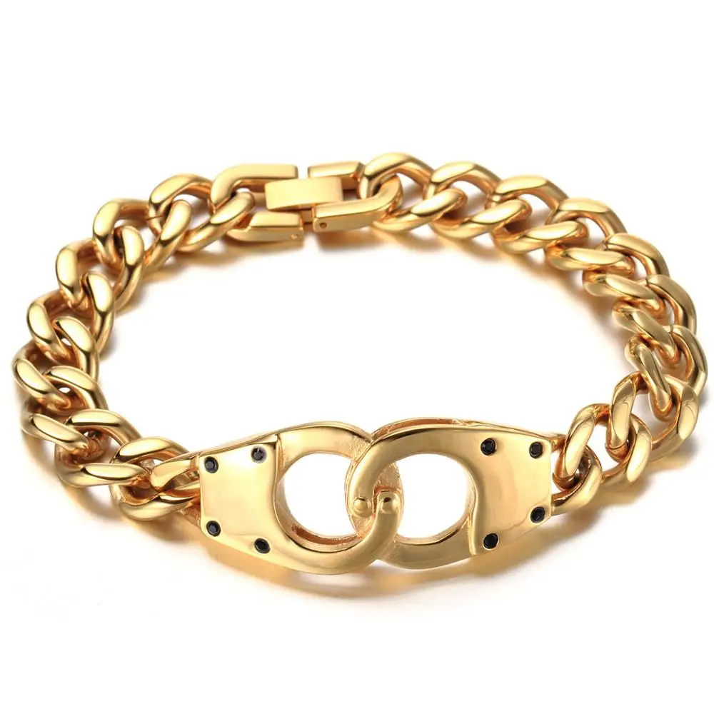 Новое поступление, наручный браслет из нержавеющей стали, модные ювелирные изделия для мужчин, повседневный спортивный браслет и браслет, золотой выбор, 22 см