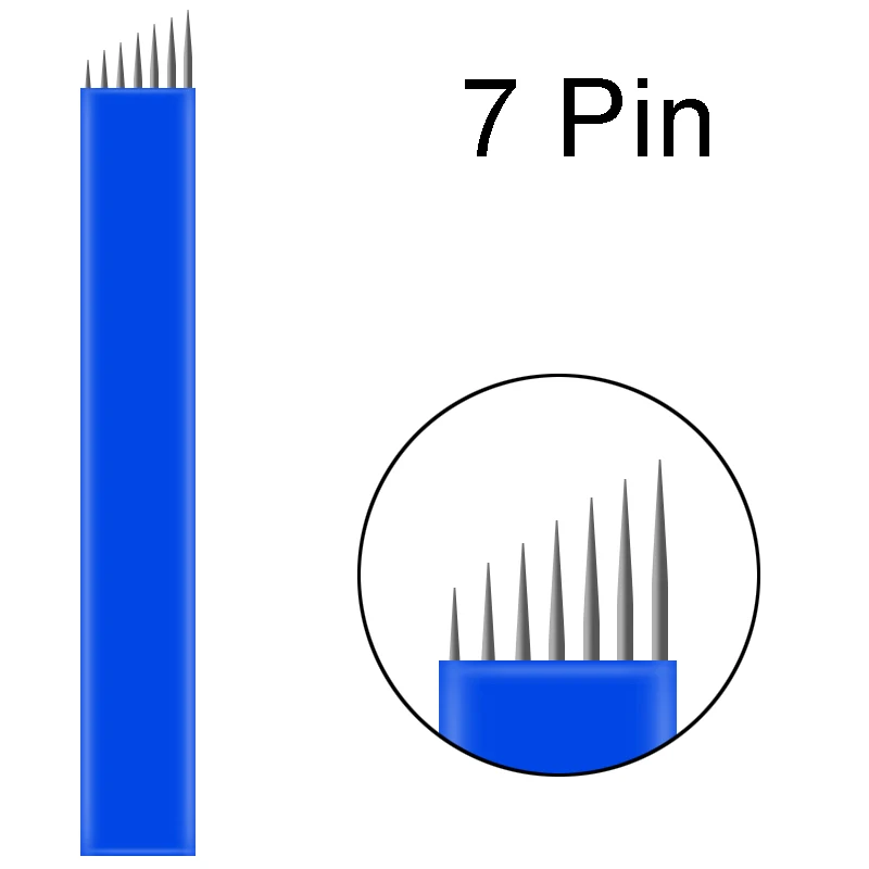 500 шт 18 Pin u-образные иглы для татуировки перманентный макияж бровей вышивка лезвия для 3D микроблейдинг ручная Татуировка ручка - Габаритные размеры: 7pin