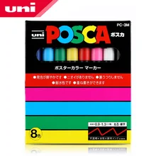 Mitsubishi Uni Posca PC-3M Краска Маркер-тонкий Tip-0.9mm-1.3mm 8 цветов/коробка художественные маркеры офисные и школьные принадлежности