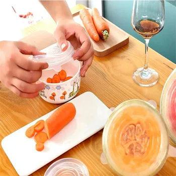 

Dropshipping 1/6pcs Silicone Stretch Lids Universal Lid Silicone Bowl Pot Lid Silicone Kitchen Pan Cooking Food Fresh Bowl Cover