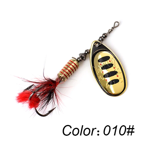 FTK 1pc Spinner Bait 7.5g 12g 17.5g Hard Spoon Bass Lures Metal Fishing Lure With Feather Treble Hooks For Pike Fishing 010