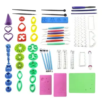 

61pcs Gum Paste Flower & Leaf Tools Kit 36 Flowers Cutter Set 2 Impression Mat 8 Modelling Tool for Cake decoration