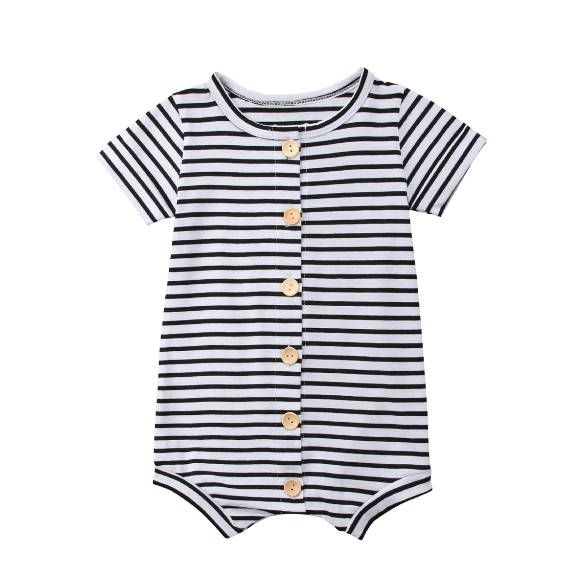 black and white striped baby romper