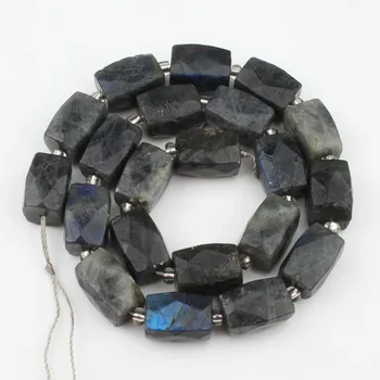 

11x16mm Natural Black Labradorite Stone Beads Irregular Column Spacer Beads for Diy Bracelet Accessories Jewellery Making 15‘’