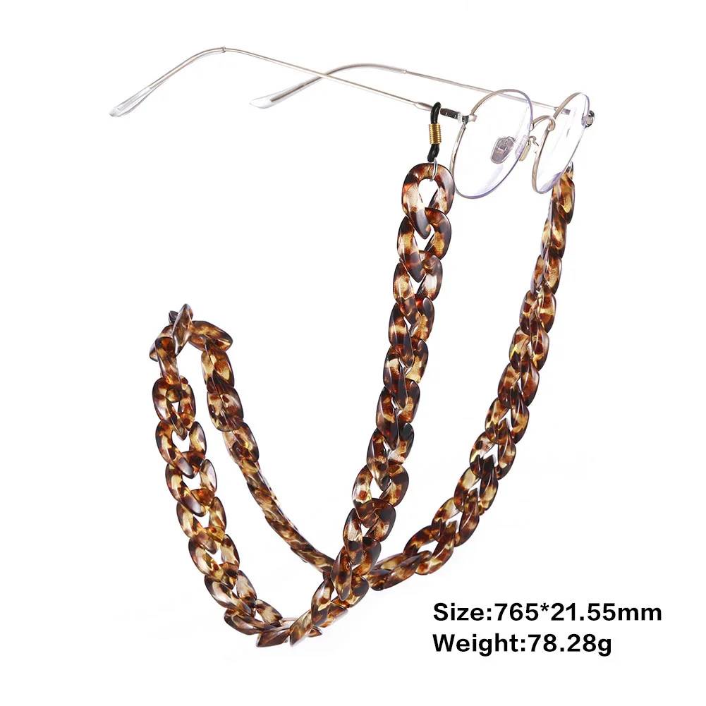 Teamer 78cm Fashion Leopard Acrylic Glasses Chain Women Wide Sunglasses Lanyards Reading Glass Hanging Neck Chain Eyewear Cord