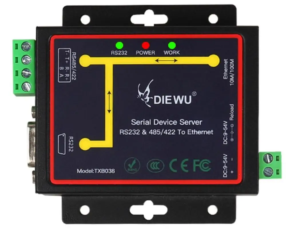 RJ45 в RS232 + RS485 промышленный Modbus/TCP/RTU/UDP Последовательный RS422 для сервера