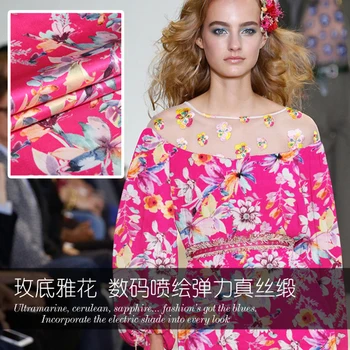 

105cm wide digital inkjet silk fabric meter 20mm silk stretch satin fabric satin soft shirt dress fabric wholesale silk cloth