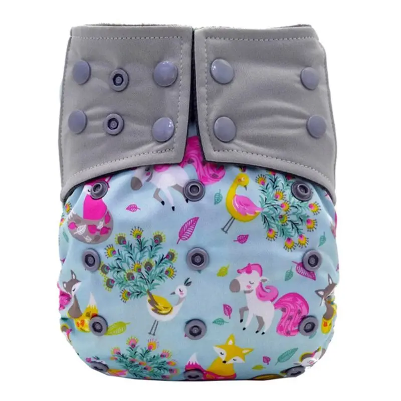 Colorful Washable Charcoal Bamboo Baby Cloth Diapers Nappies Reusable 2 Gussets