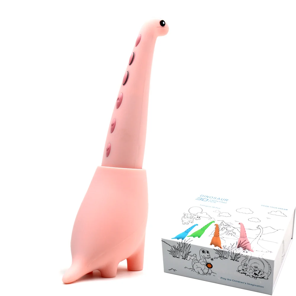 lihuachen 3D Pen for Kids Dinosaur STEM Toys 3D Printing Pen Mini Printer Drawing Painting Art Set with 2 Speeds Safe Sleep Mode - Цвет: Pink standard set