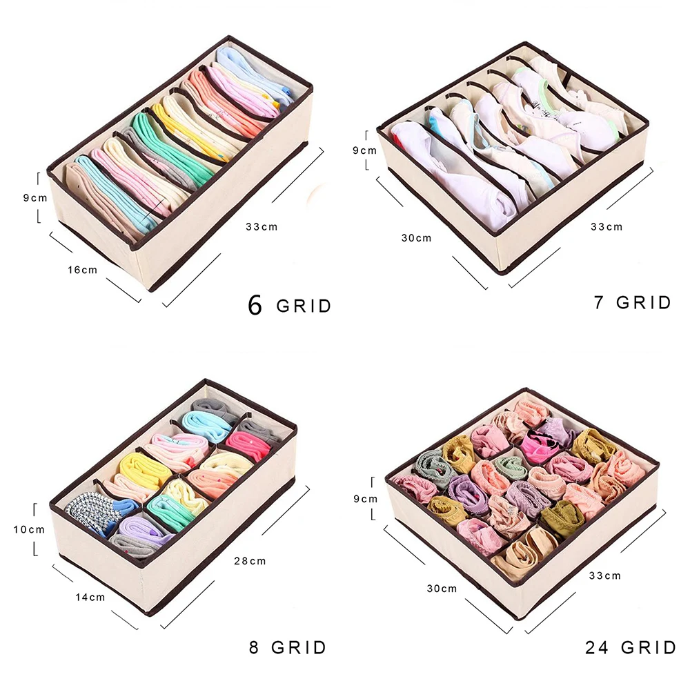 Multi-size Foldable Storage Boxes Underwear Closet Drawer Divider Lidded Closet Organizer For Ties Socks Bra Underwea