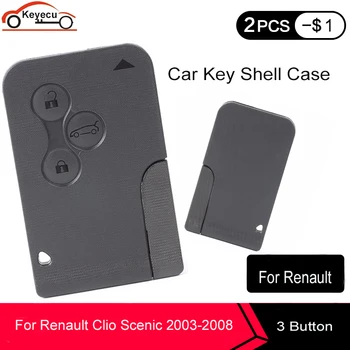 

KEYECU 10 Pcs/lot Replacement Remote Cae Key Card Shell Case With Uncut Blade 3 Button for Renault Megane Scenic 2003-2008
