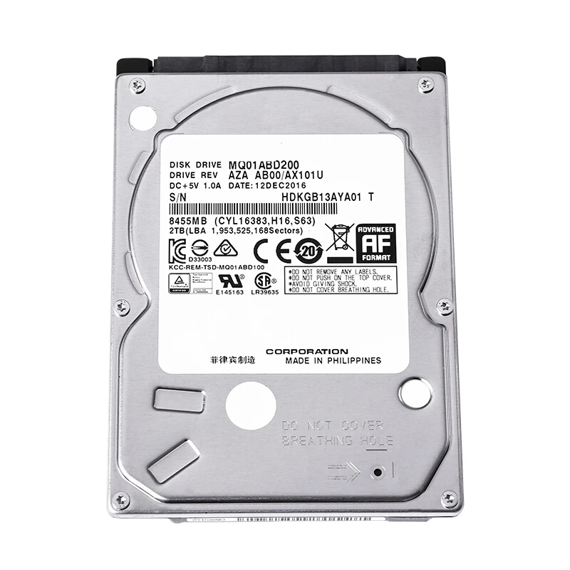 New Original HDD For Toshiba 2TB 2.5" SATA 6 Gb/s 128MB 5400RPM For Internal Hard Disk Laptop Hard Drive MQ04ABD200