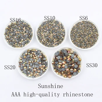 

Whole sale Crystal Sunshine AAA High quality Hot Fix Rhinestones Iron On Rhinestones SS6-SS30 big pack for clothes bags