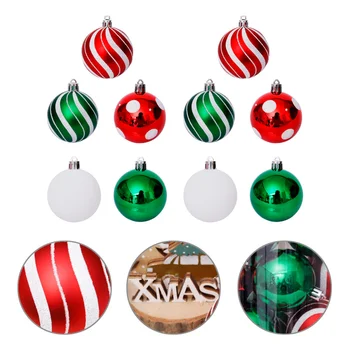 

30pcs Christmas Tree Decoration Colored Drawing Ball Home Decor (Green+Red)