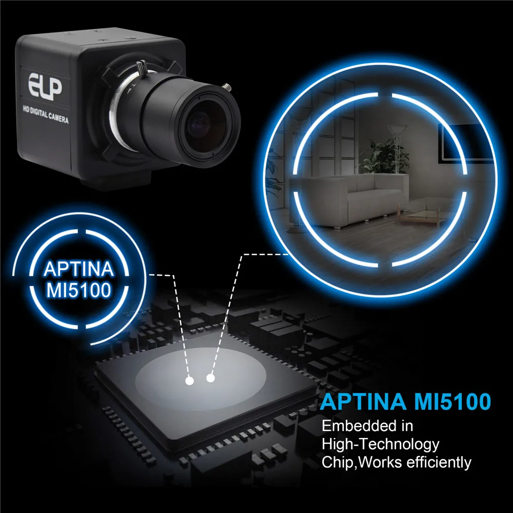 ELP USB камера MI5100 Aptina сенсор CCTV устройство безопасности видения usb камера 5-50 мм 2,8-12 мм