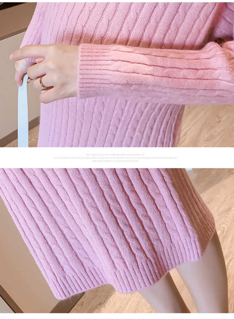 Осенне-зимний вязаный свитер с круглым вырезом для беременных женщин, новое корейское модное трикотажное платье для беременных