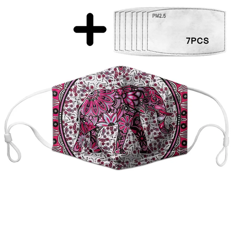 

Mouth Face Mask With 7pcs PM2.5 Filter Paper Sunflower Butterfly Print Mouth Washable Reuse Mask Mascara Coronavirus Masque