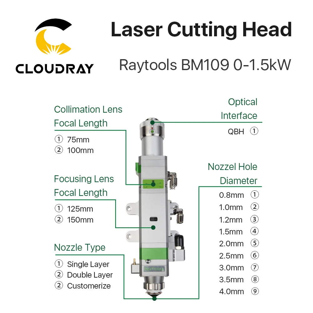 Raytools BM109 0-1.5kW автоматическая фокусировка волоконная Лазерная режущая головка для резки металла