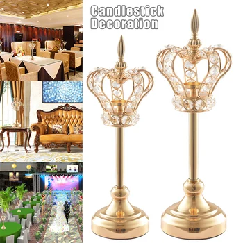 

New Hot High Stand Tealight Candle Holder Stand Golden Crown Wedding Home Decoration for Flame LED Candle SMD66