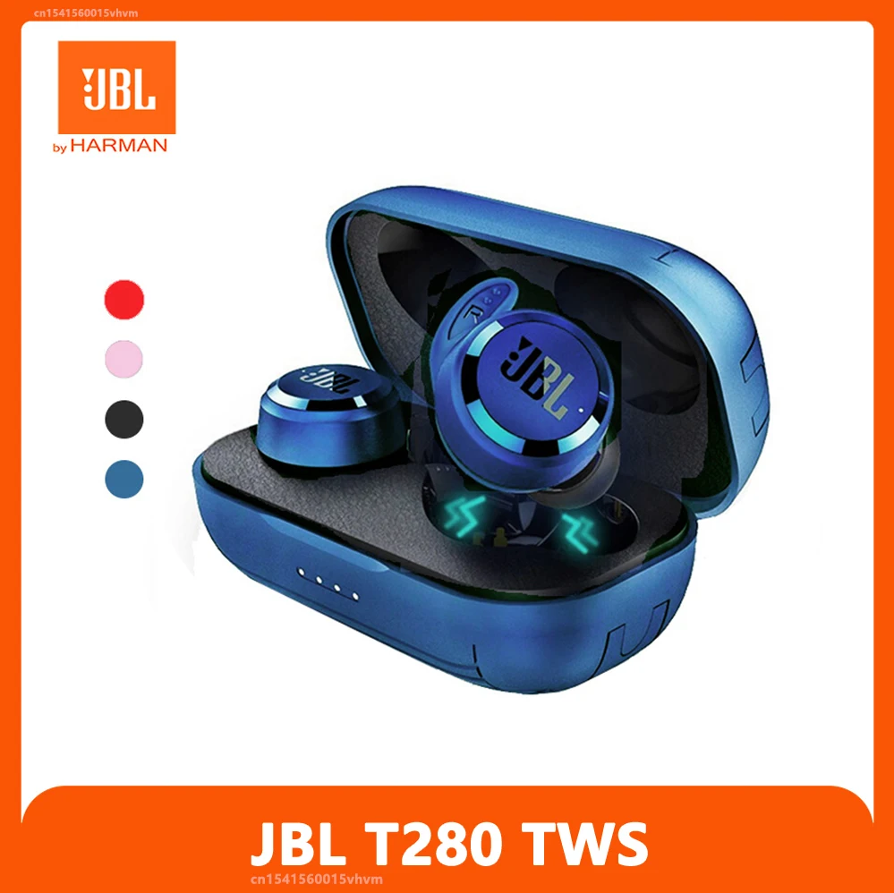 100% Оригинальные беспроводные Bluetooth наушники JBL T280 TWS спортивные с глубокими