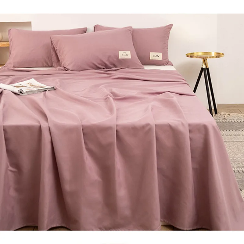 Cotton Bed Sheet Cover Solid King Queen Twin Size