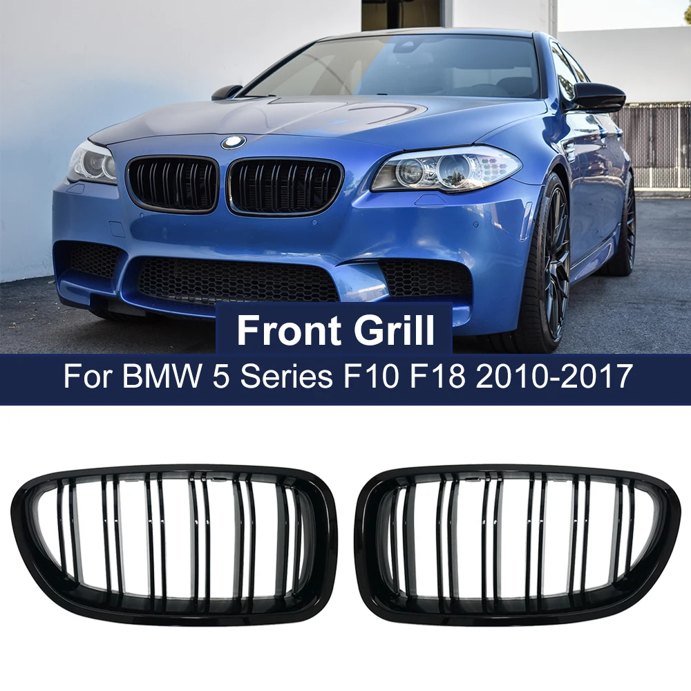 Car Gloss Black Kidney Grill Dual Slats Racing Grill For BMW 5 Series F10  F11 F18 520d 530d 540i 2010-2017 Replacement Part