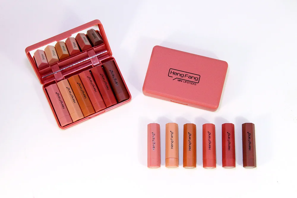hengfang a set of 6 colors lipstick Matt color mini lipstick portable lip gloss set durable brick red non-stick cup lipstick hengfang a set of 6 colors lipstick Matt color mini lipstick portable lip gloss set durable brick red non-stick cup lipstick