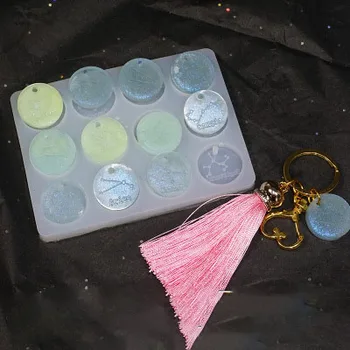 

12 Constellation Silicone Mold Alloy Accessories For Uv Resin Keychain Pendant Mold Christmas Halloween Gifts