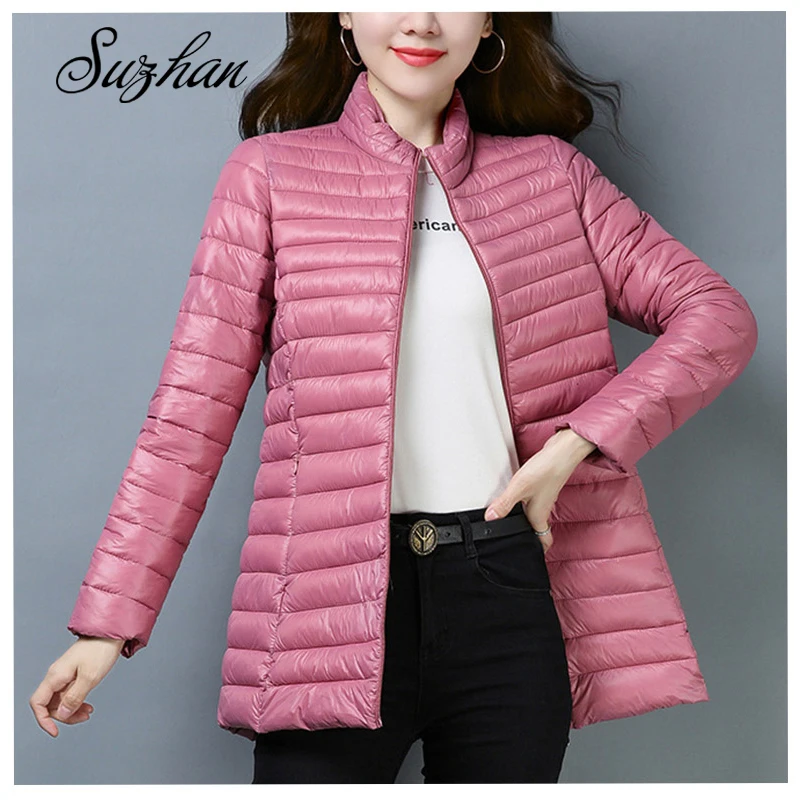 

Suzhan Women Cotton Clothing Winter Warm Jacket Ultra Light Cotton Jacket Warm Parka Casual Long Jacket Female Plus Size