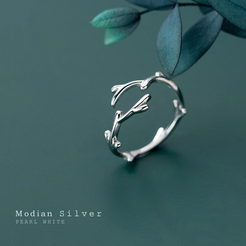 Modian Classic Fashion Irregular Branches Ring for Women Real 925 Sterling Silver Adjustable Free Size Plant Ring Fine Jewelry