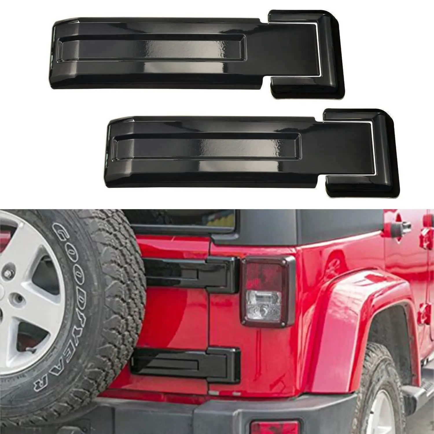 Black Tailgate Hinge Trim Covers Fit 2007 2018 for Jeep Wrangler JK