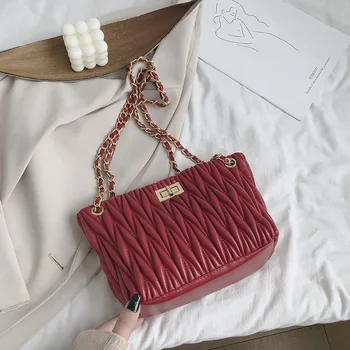 

Exquisite Stitching Shoulder Bags Metal Chain Women Messenger Bag Personality Trend Womans Brand Designers Cross Body Bags