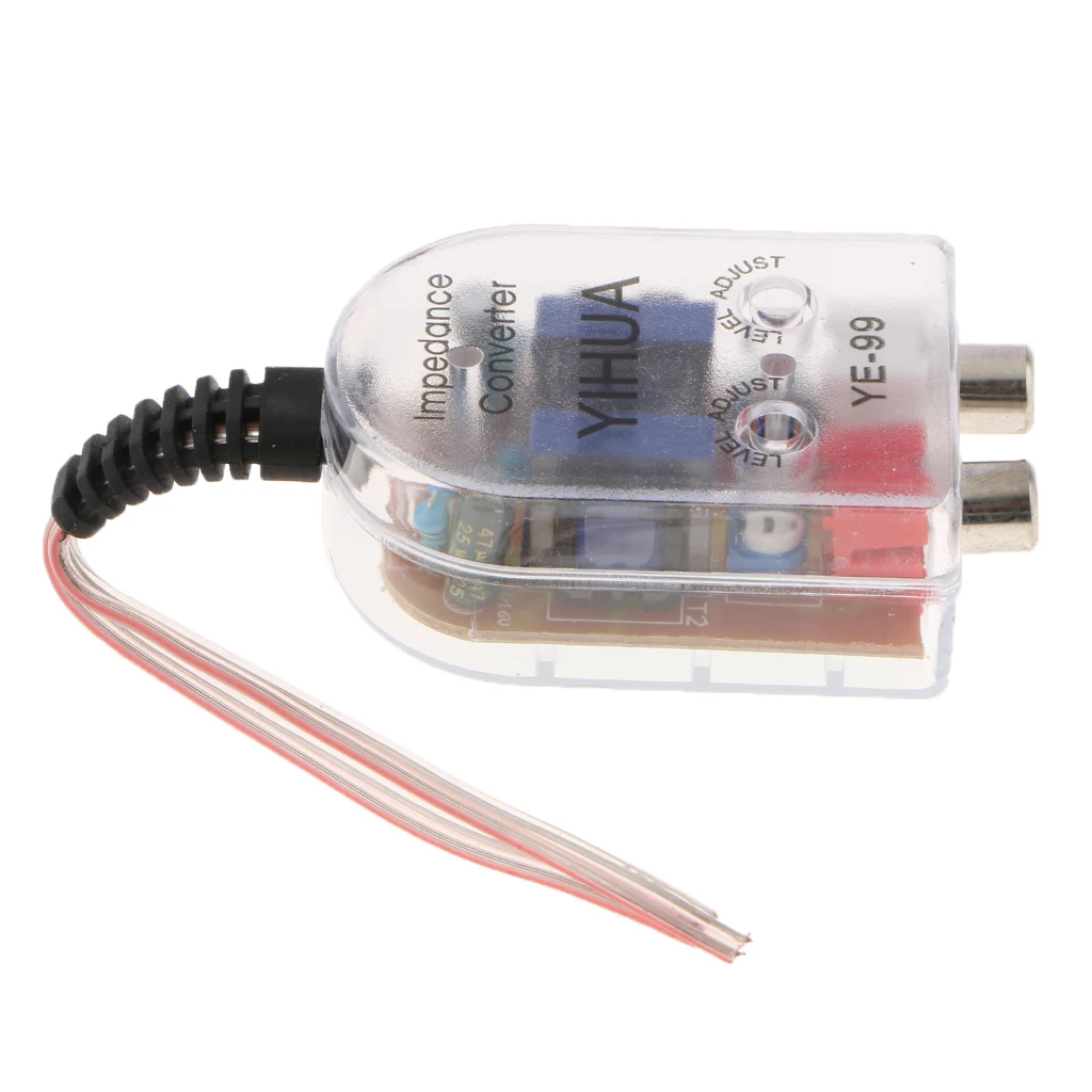 2 Channel Audio Adaptor Auto Speaker to RCA Impedance Converter